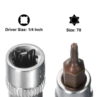 2/3/4/5개 T8 T20 T25 T27 T30 T40 T50 톡스 비트 소켓 1/4" 3/8" 드라이브 S2 스틸 CR-V 38/48mm 길이 래, 03 T8 2Pcs