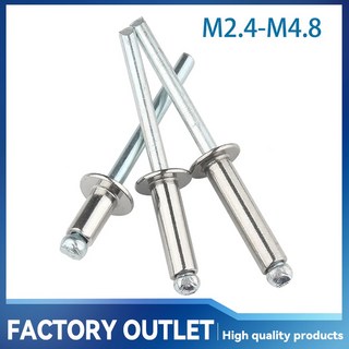 30-50PC 팝 리벳 배기 헤드 스틸 맨드렐 생크 블라인드 M3.2 못 M4.8 M2.4 돔 M4 알루미늄 당김, 14mm, M4 (50pcs)