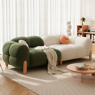 奶油風 簡約輕奢 直排三人位 沙發 現代原木新款, 【親膚耐磨-嬰兒絨】珊瑚粉,單人位1.2米