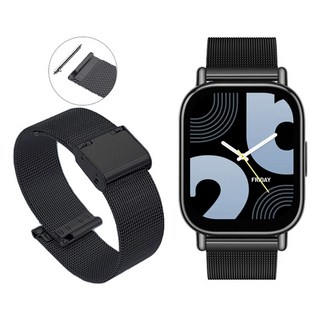 22mm 표준 스테인리스 밀레니즈 스트랩 샤오미 레드미워치5 라이트 액티브 S4스포츠 어메이즈핏빕6 호환, 블랙, 1개