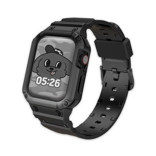 아이메이드잇 애플워치 호환 풀커버 일체형 실리콘 스트랩, 블랙, 1개