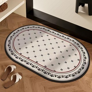 美式家用硅藻泥地墊衛生間吸水速幹腳墊耐髒易打理浴室地墊可代發, 1個, 美式冰花-橢圓