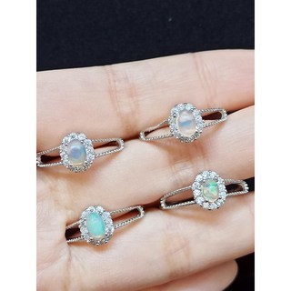 S925銀 歐泊戒指 微鑲 天然蛋白石