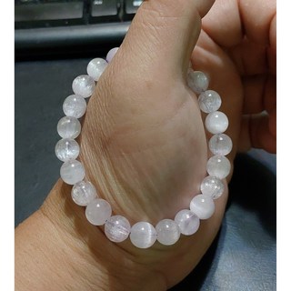 8mm 冰貓眼紫鋰輝 天然 冰亮款 紫鋰輝/孔賽石/水晶皇后 手串 (HD影像)