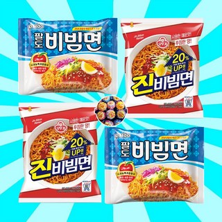 슬기로운 비빔생활 시즌 1 비빔면 2종 혼합 4개(팔도 비빔면 오뚜기 진비빔면 각2개) + 츄파춥스 막대사탕 10개