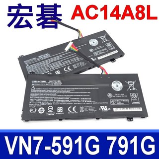 ACER 副廠 AC14A8L 電池 V15 Nitro VN7-571 VN7-571G 適用, 1個, AC14A8L電池-保固一年