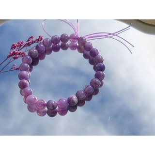 奶蓋紫玉晶7mm手鍊16.5cm，附贈白玉髓手鍊，天然玉石，優雅氣質，舒緩情緒, 1個