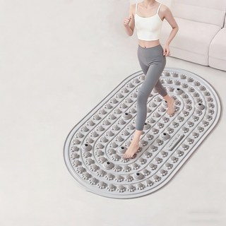 液態矽膠指壓板 無折痕實心 磁石超慢跑墊 矽膠腳底按摩墊, 貝殼灰, 軟膠磁石二合一-40*58公分