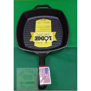 LODGE 鑄鐵方型牛排煎鍋 10.5吋(無塗層天然鍋) 家用聚餐首選 導熱均勻, 1個, 單鍋,選購