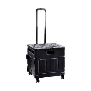 升級款四輪萬向摺疊購物車, Black, 1個