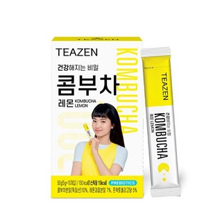 Teazen 康普茶 Kombucha BTS 田柾國 金泰梨推薦 (檸檬/莓果/水蜜桃/柚子/鳳梨) 健康飲品, 1個, 檸檬口味10入盒裝2026/2/22