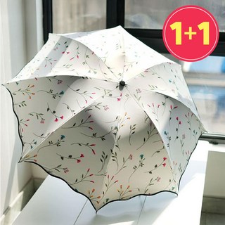 다르앤 1+1 uv 자외선 차단 암막 양산 초경량 플라워 우양산