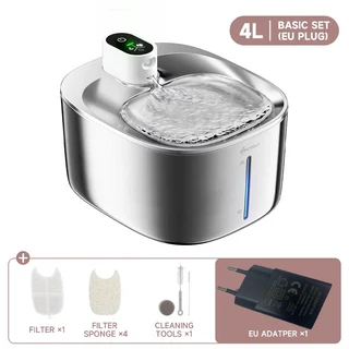 스테인리스 무선 충전 자동 급수기 필터가 있는 고양이와 강아지를 위한 지능형 애완동물, 01 4L, 03 Fountain set