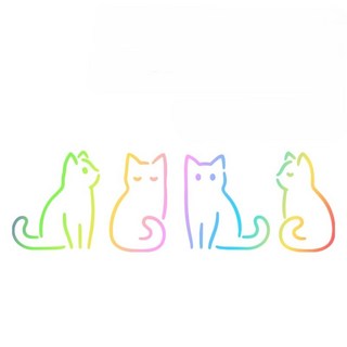 普特汽車精品 貓咪汽車貼紙 24cm 車窗創意防水車身玻璃裝飾貼, 七彩, 1個