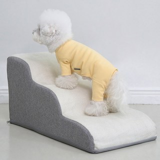 슈퍼펫 강아지계단 논슬립 슬개골보호 미끄럼방지 3단 커브 스텝, 그레이, 1개