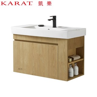 KARAT凱樂衛浴 米萊松悟防水浴櫃 72cm 100%防水浴櫃組 (橡木紋) K-1747 KC-747CLN, 1個, 右側開放, 白木紋