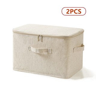 접이식 옷 정리 리빙박스 이불정리함 대용량 패브릭, 아이보리, 2개