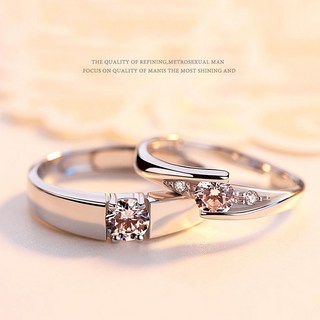 커플 반지 세트 S925 순은 도금 커플링 심플 데일리 커플 세트 패션 캐주얼 남녀 다이아몬드 반지 오픈링 조절형 고급 선물 WMY