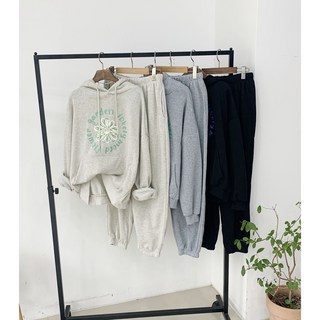 [ 무배 13615 ] [기모2탄] 3col 플라워 자수 기모 후드 맨투맨 밴딩 조거 팬츠 트레이닝 셋업