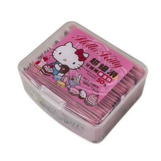 Hello Kitty超細滑牙線棒 50支入｜獨立包裝 潔牙好物, 1個, 1個裝, 7.8cm