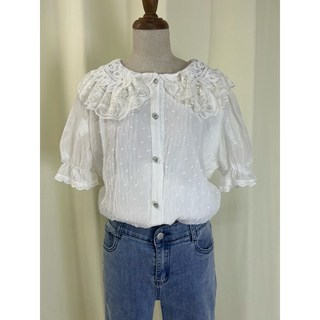 限量現貨 白色雪花薄紗領#A0527004