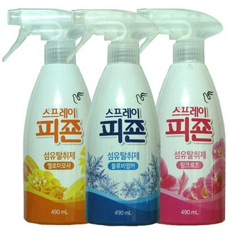 피죤 스프레이형 섬유탈취제 490ml 땀냄새 옷 정전기방지, 3개