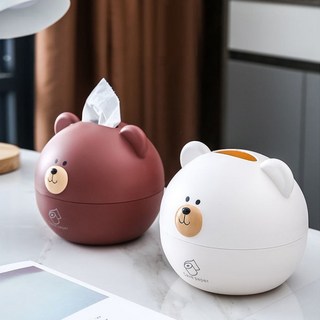 스토리빙 곰돌이 두루마리 휴지케이스 2개입, 브라운, 1개