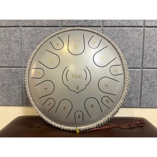 柚子樂器 14吋 15音 D調 空靈鼓 全套組 (含鼓架、譜本、鼓槌、鼓袋), 霧光銀, 1個