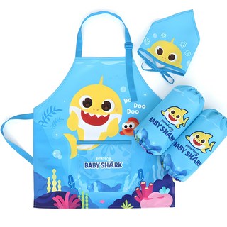 pinkfong 碰碰狐 兒童用鯊魚寶寶圍裙 + 袖套 + 頭巾套組 PO182