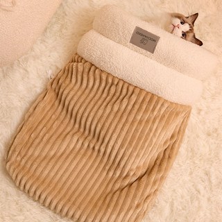 모카네코 고양이 침낭형 극세사 숨숨집, 1개, 베이지