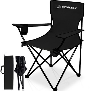 메디플릿 접이식 휴대용 팔걸이 경량 암체어 캠핑 의자, 1개, 블랙