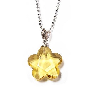 黃水晶五角星花項鍊 五瓣花內折射角度五角星