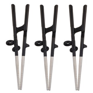 에디슨 성인용 스텐 교정용 젓가락 오른손 어른용 블랙 x3개, 3개