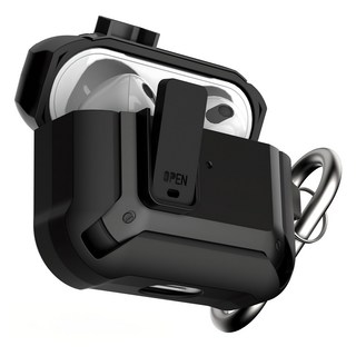 NUART 鎖扣防摔耳機殼, AirPods 4/Airpods 4主動式降噪款, 黑色, 1個