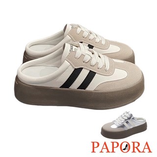 PAPORA 穆勒鞋 半拖鞋 厚底前包後空休閒鞋 (偏小), 米,39