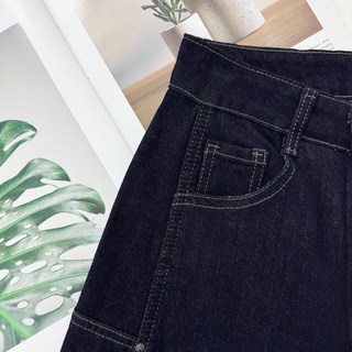 高腰直筒牛仔長褲 拼接感率性 韓系寬褲女