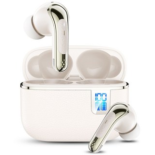 LifeSync 블루투스 이어폰 무선 노이즈 캔슬링 LED 방수 커널형 이어폰, 베이지, H03