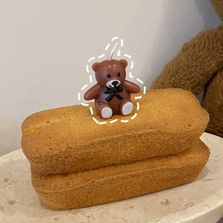 리본 곰돌이 생일초 귀여운 파티베어 케이크픽 초 어린이 기념일 장식 데코 파티캔들, 1개, 40g, 무향