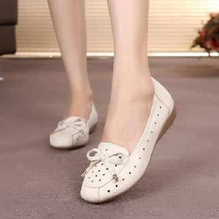 마마 신발 여름 가죽 중공 중년 여성 샌들 다목적 캐주얼 플랫