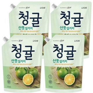 참그린 청귤 산뜻설거지 리필, 970ml, 4개