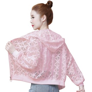 ROYALBELLE 여성 자외선 차단 후드집업 얇은 자켓 레이스 데일리 긴팔 상의 캐주얼룩 H052315
