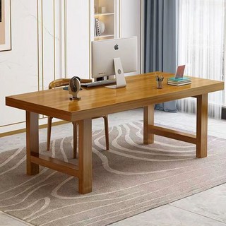辦公桌現代簡約超厚實木電腦桌客廳家用臺式辦公學習長條圓角書桌, 1件, 154:長120寬70高75全實木