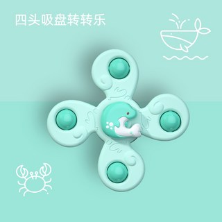 【現貨】轉轉樂/指尖陀螺解壓玩具/吸盤轉轉樂/指尖陀螺/旋轉昆蟲花朵寶寶餐桌椅3入/兒童玩具/吸盤旋轉玩/旋轉陀螺/禮物, 1個, 吸盤轉轉樂綠色(4頭)