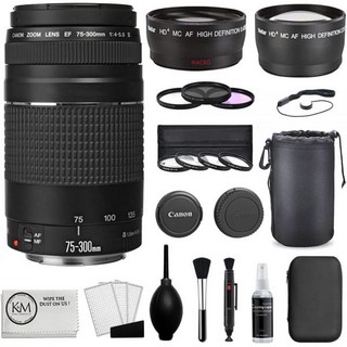 캐논 EF 75300mm f45.6 III 렌즈 미국 워런티 포함 망원 및 광각 58mm 필터 Fibertique 세척 천 디럭스 액세서리 세트, Canon 캐논 EF 75300mm f45.6 III