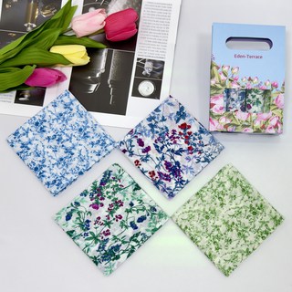 이든테라스 가제 면 아사면 쁘띠 목손수건 꽃무늬 플라워 4장 1세트 B