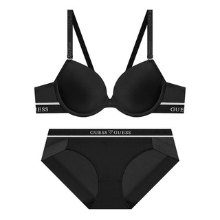 게스언더웨어 아스킨 솔리드 브라 팬티 세트 - 블랙