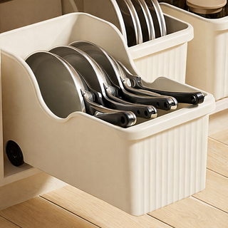 하루테 슬라이딩 후라이팬 정리함, 2개, 화이트