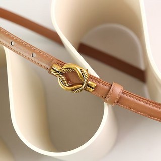 手工頭層牛皮真皮皮帶女腰帶女腰封細版雙面真皮小眾輕奢連衣裙復古繫帶女士細皮帶