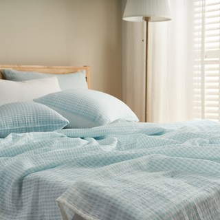 베드앤데코 쿨첵 시어서커 홑이불, 블루