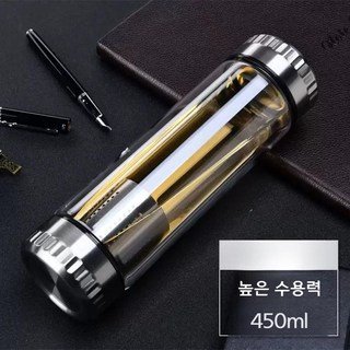 고급 스탠 강화유리 대용량보온병, B.커버+브러쉬가포함된노블실버플라워커버380, 1개, 380ml